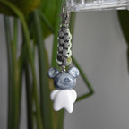 Silver Bear Spiral Grey Green Box Knot
